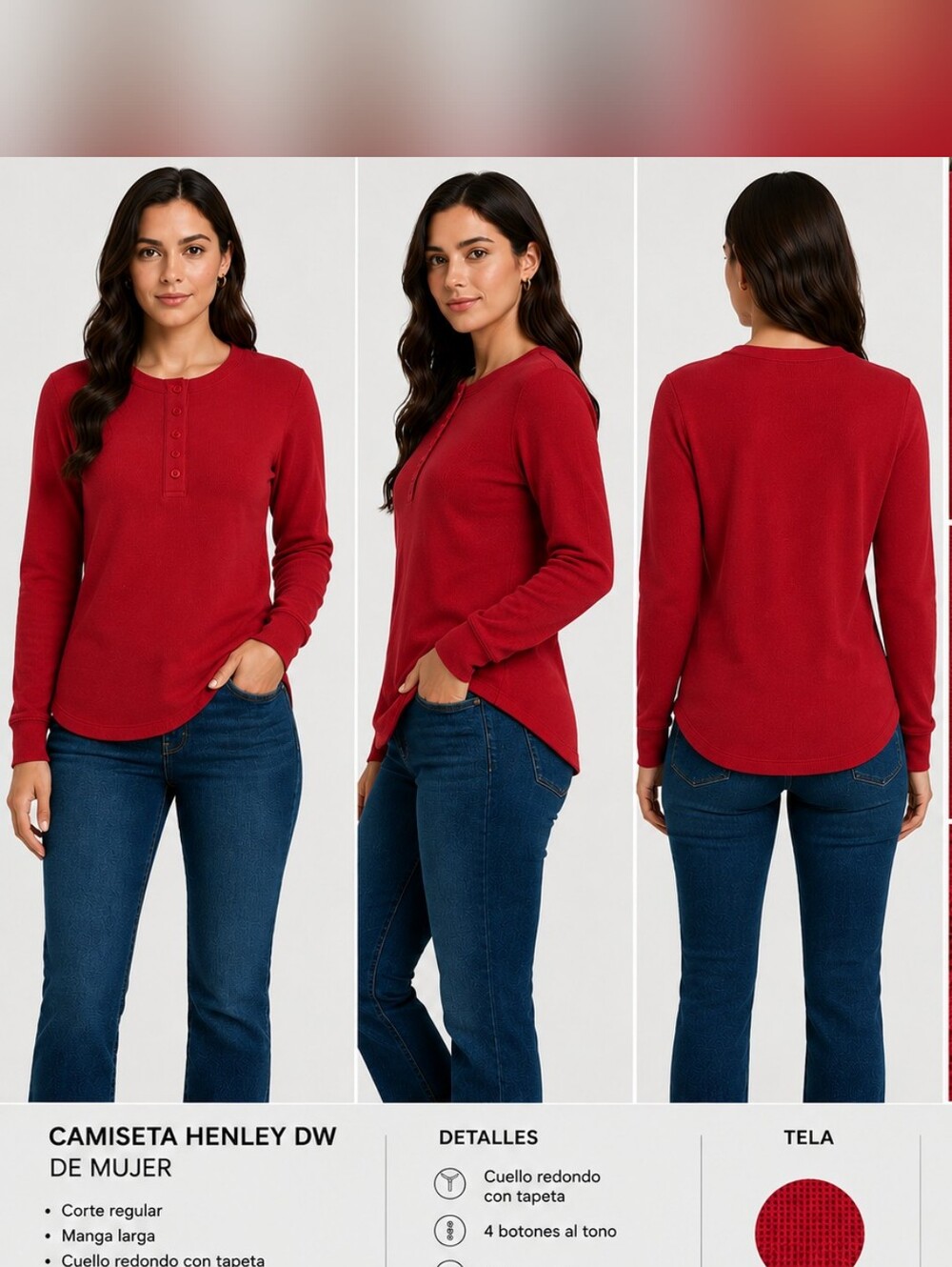 Gap Men’s Red Waffle Knit Henley Shirt Long Sleeve Size M Casual Thermal